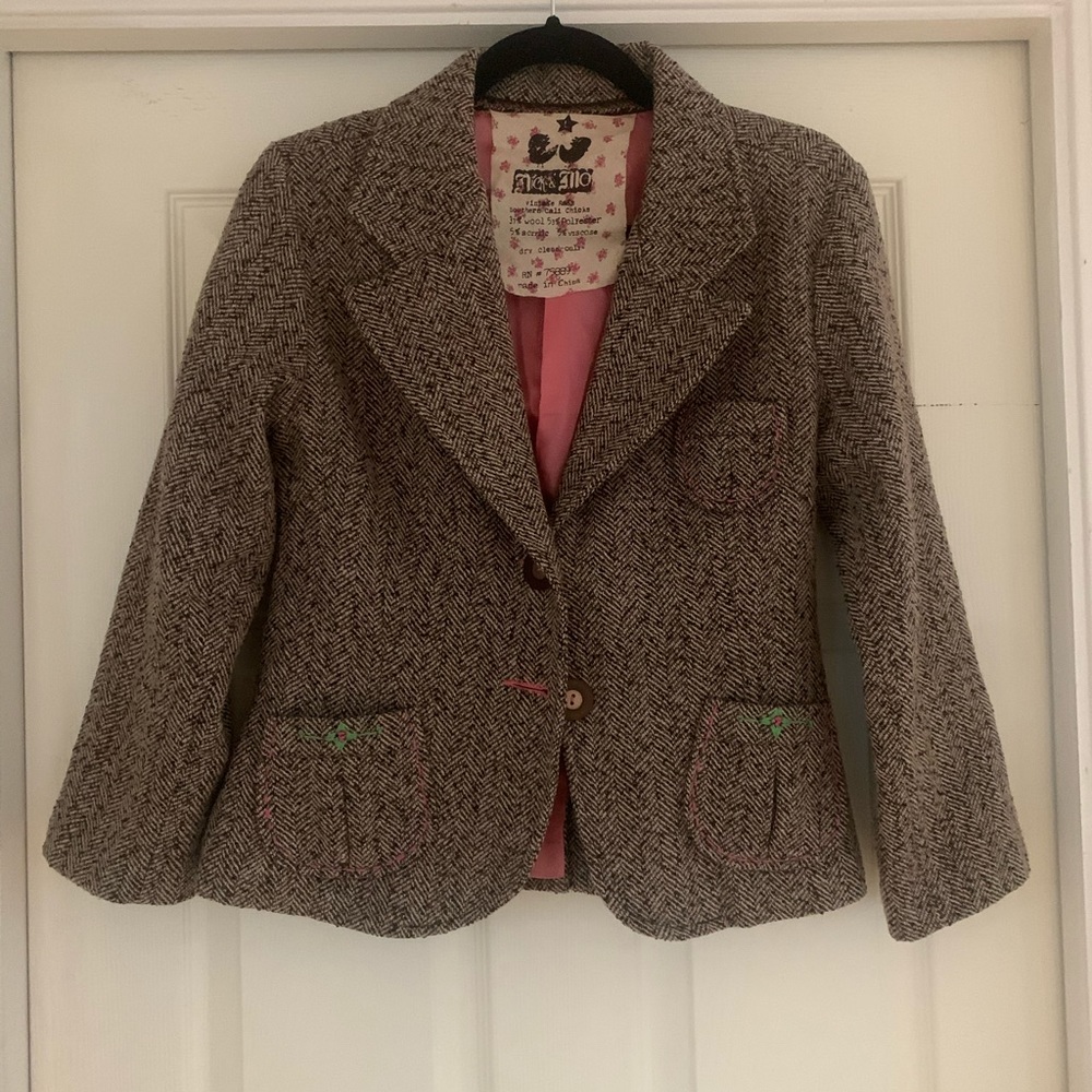3/4 sleeve wool blazer